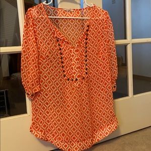 41 Hawthorn Large orange and white blouse.